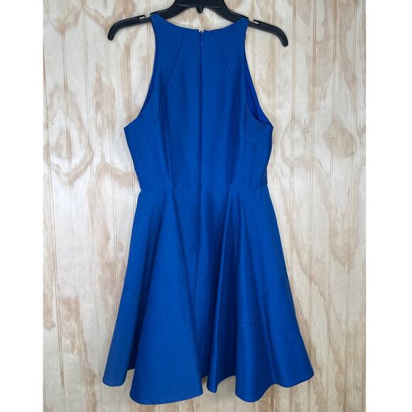 Halston Heritage Royal Blue Fit & Flare Dress, Size 6 Cotton Silk Blend, Elegant - Picture 2 of 8